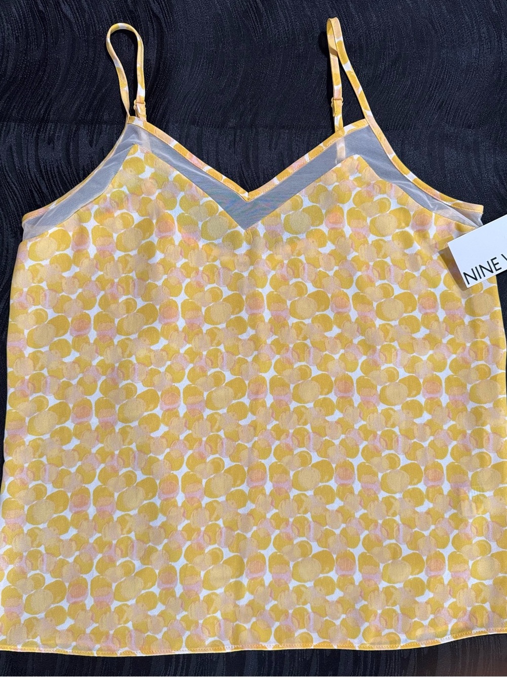 Nine West Yellow and White Printed Spaghetti Strap Cami